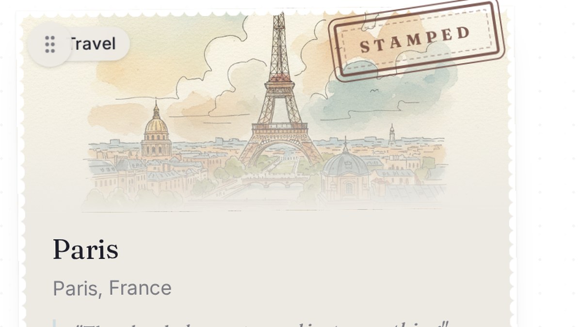 A remembered Paris card with a STAMPED mark and a memory note